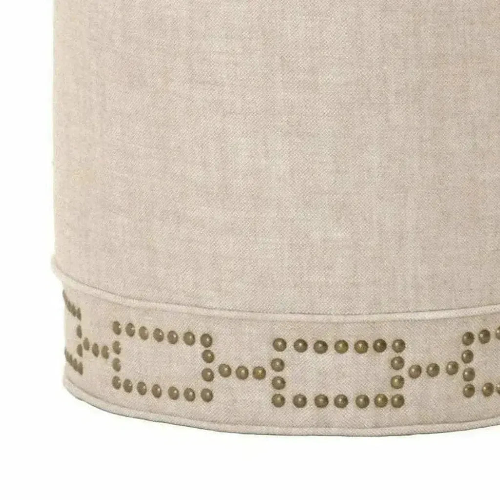 Round Marlow Ottoman Bisque French Linen - LOOMLAN - Essentials For Living - Poufs and Stools