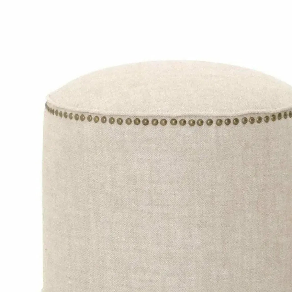 Round Marlow Ottoman Bisque French Linen - LOOMLAN - Essentials For Living - Poufs and Stools