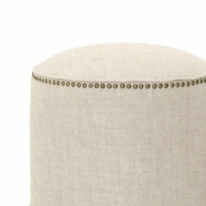 Round Marlow Ottoman Bisque French Linen - LOOMLAN - Essentials For Living - Poufs and Stools