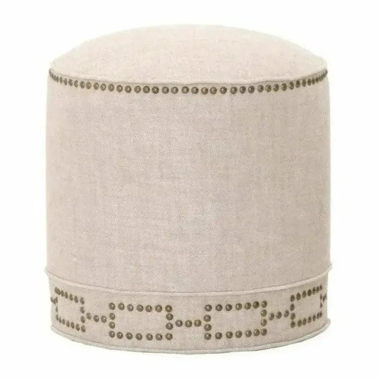Round Marlow Ottoman Bisque French Linen - LOOMLAN - Essentials For Living - Poufs and Stools