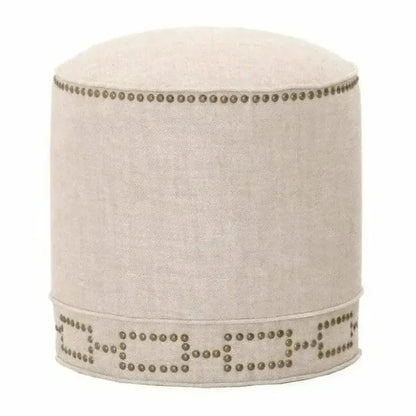 Round Marlow Ottoman Bisque French Linen - LOOMLAN - Essentials For Living - Poufs and Stools