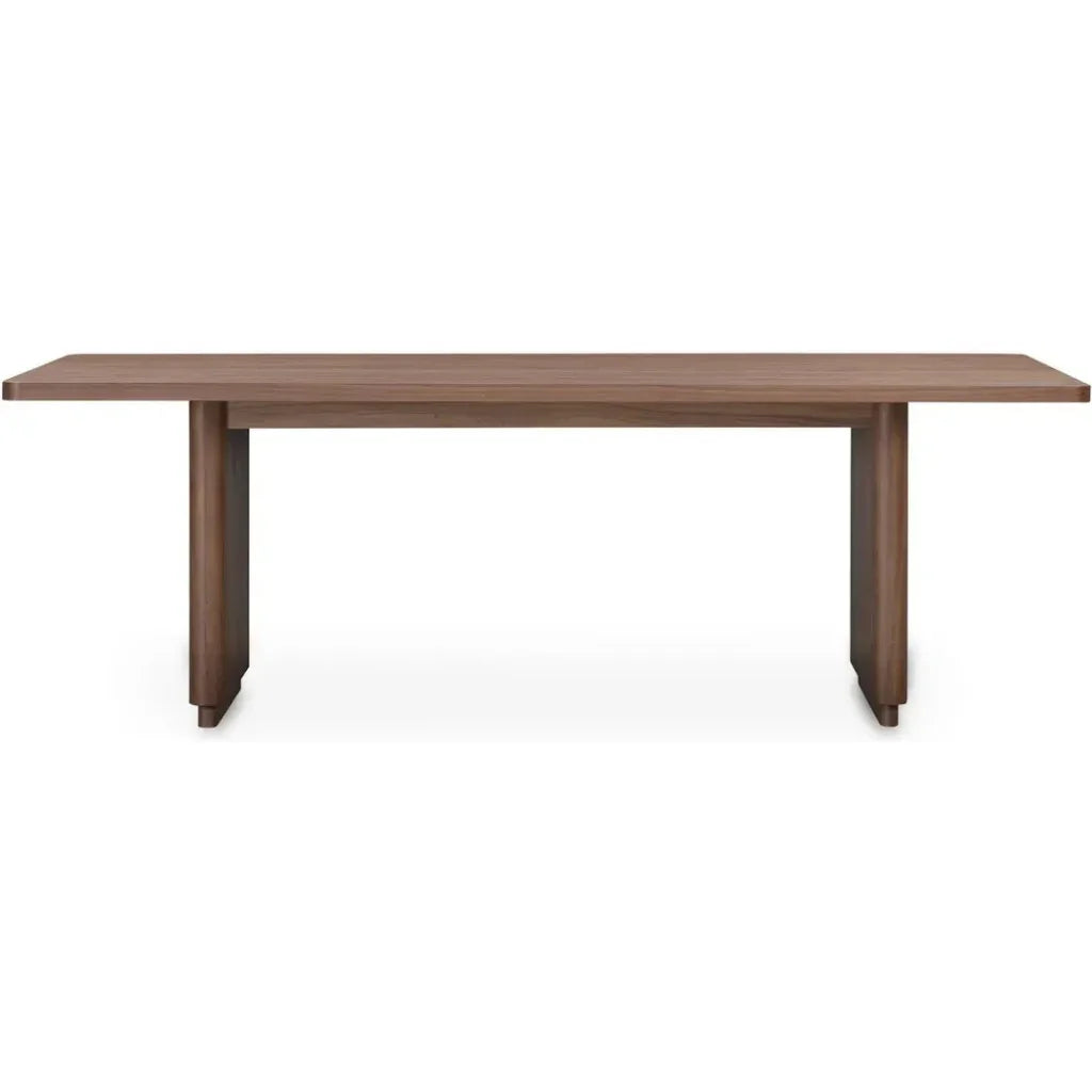 Round Off Wood Small Rectangular Dining Table-Dining Tables-Moe's Home-Walnut Brown-LOOMLAN