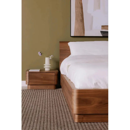 Round Off Wood Walnut Brown Bed - LOOMLAN - Moe's Home - Beds