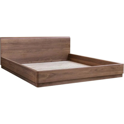 Round Off Wood Walnut Brown Bed - LOOMLAN - Moe's Home - Beds