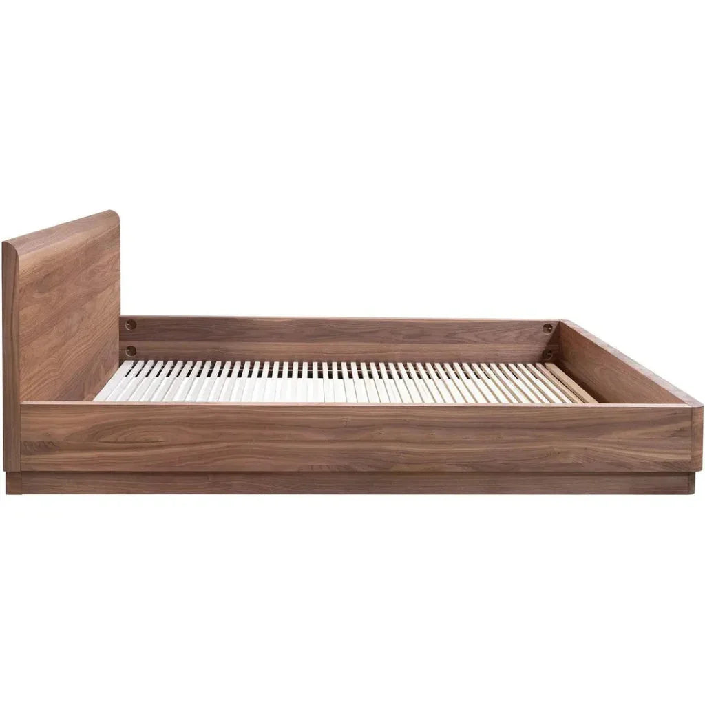 Round Off Wood Walnut Brown Bed - LOOMLAN - Moe's Home - Beds