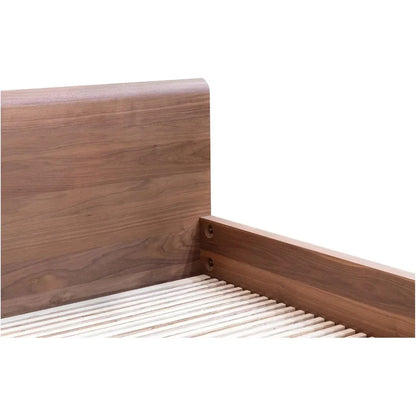 Round Off Wood Walnut Brown Bed - LOOMLAN - Moe's Home - Beds