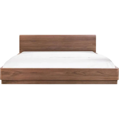 Round Off Wood Walnut Brown Bed - LOOMLAN - Moe's Home - Beds