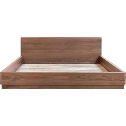 Round Off Wood Walnut Brown Bed - LOOMLAN - Moe's Home - Beds