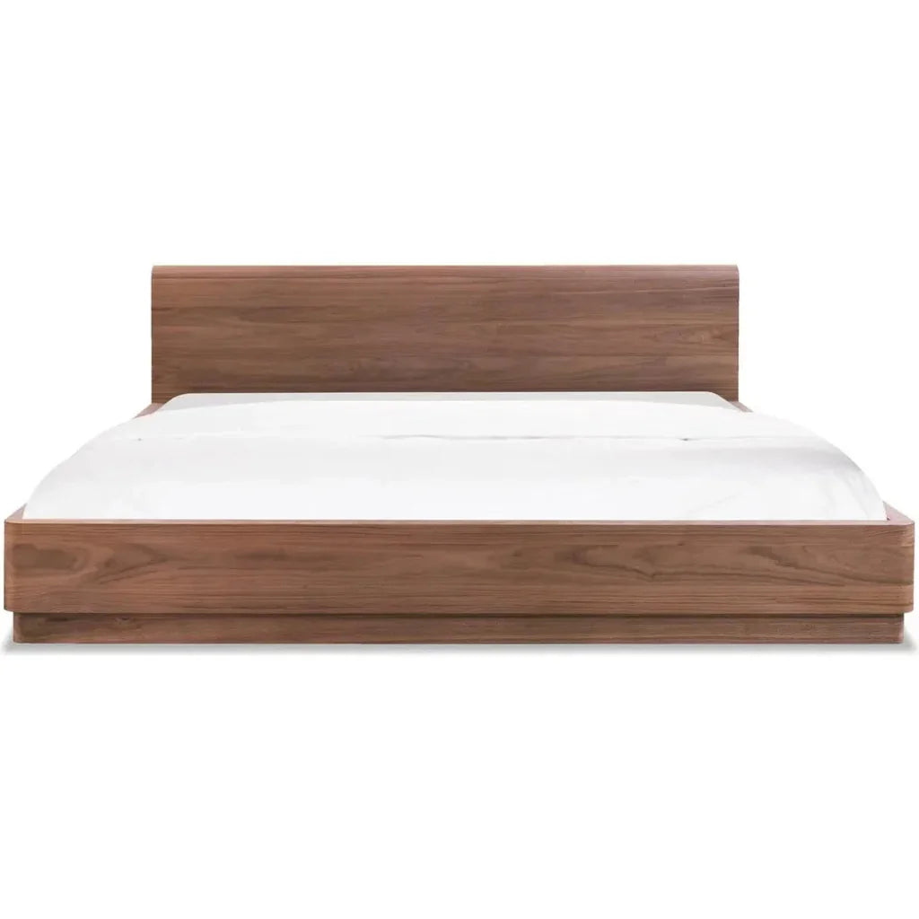Round Off Wood Walnut Brown Bed - LOOMLAN - Moe's Home - Beds