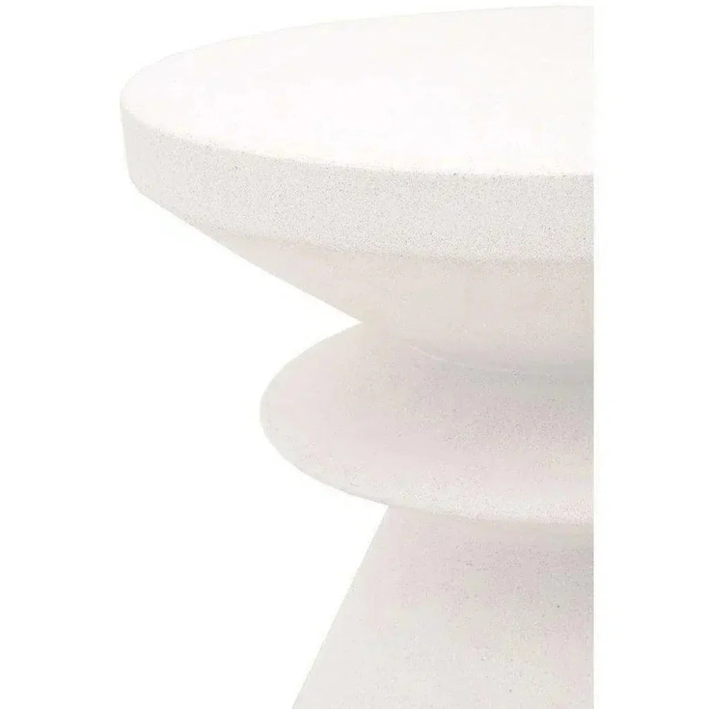 Round Pawn Accent Table Ivory Concrete - LOOMLAN - Essentials For Living - Outdoor Side Tables