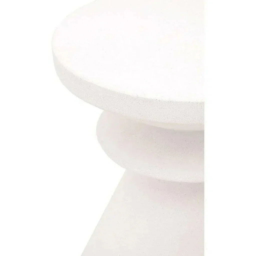 Round Pawn Accent Table Ivory Concrete - LOOMLAN - Essentials For Living - Outdoor Side Tables