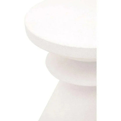 Round Pawn Accent Table Ivory Concrete - LOOMLAN - Essentials For Living - Outdoor Side Tables