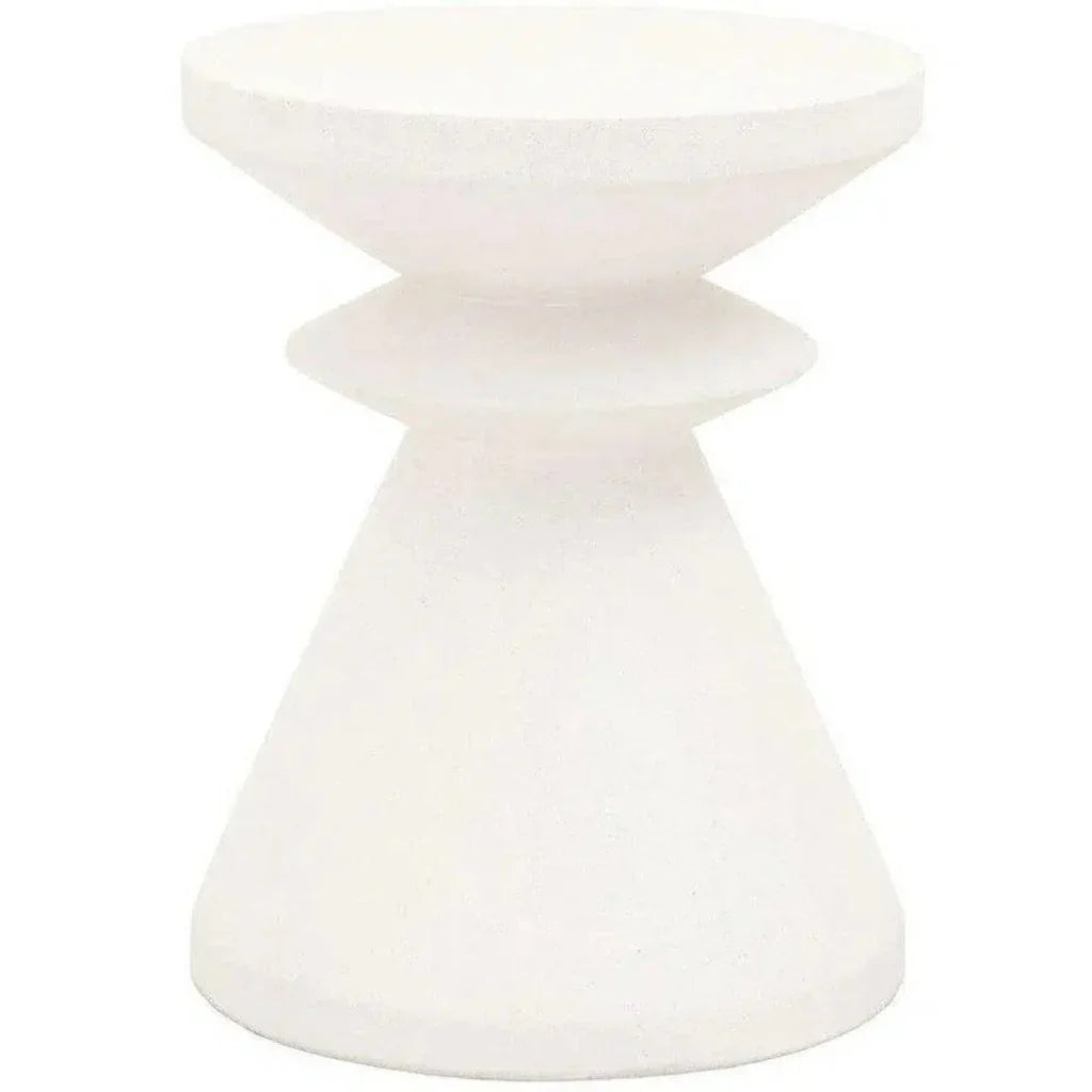 Round Pawn Accent Table Ivory Concrete - LOOMLAN - Essentials For Living - Outdoor Side Tables