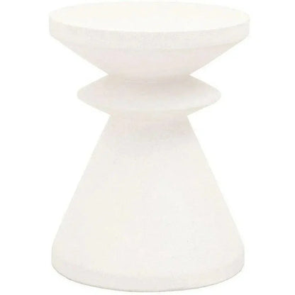 Round Pawn Accent Table Ivory Concrete - LOOMLAN - Essentials For Living - Outdoor Side Tables