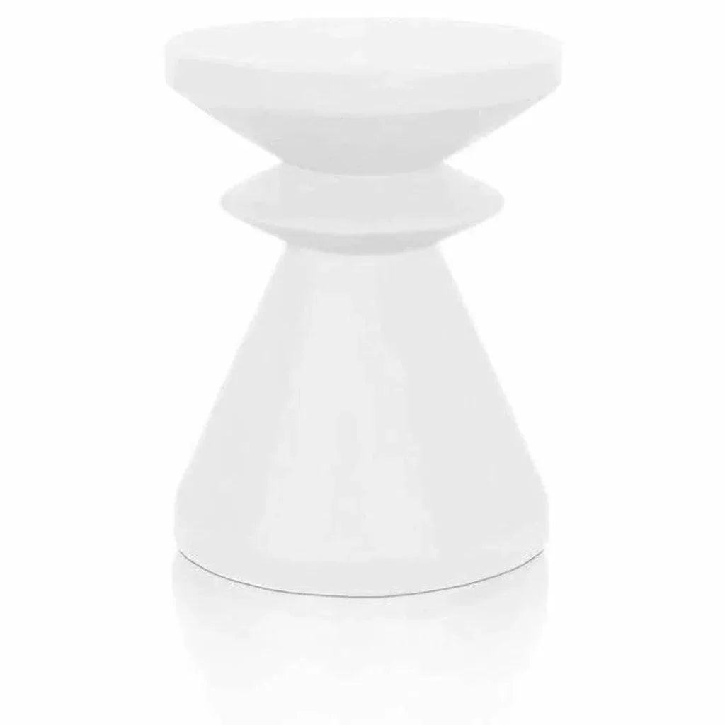 Round Pawn Accent Table Ivory Concrete - LOOMLAN - Essentials For Living - Outdoor Side Tables