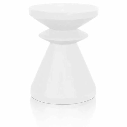 Round Pawn Accent Table Ivory Concrete - LOOMLAN - Essentials For Living - Outdoor Side Tables