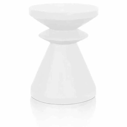 Round Pawn Accent Table Ivory Concrete - LOOMLAN - Essentials For Living - Outdoor Side Tables
