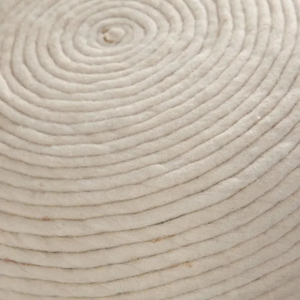 Round Pouf in White Dyed Natural Wool - LOOMLAN - Diamond Sofa - Poufs and Stools