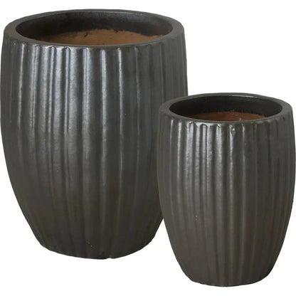 Round Ridge Ceramic Planter - LOOMLAN - Emissary - Planters