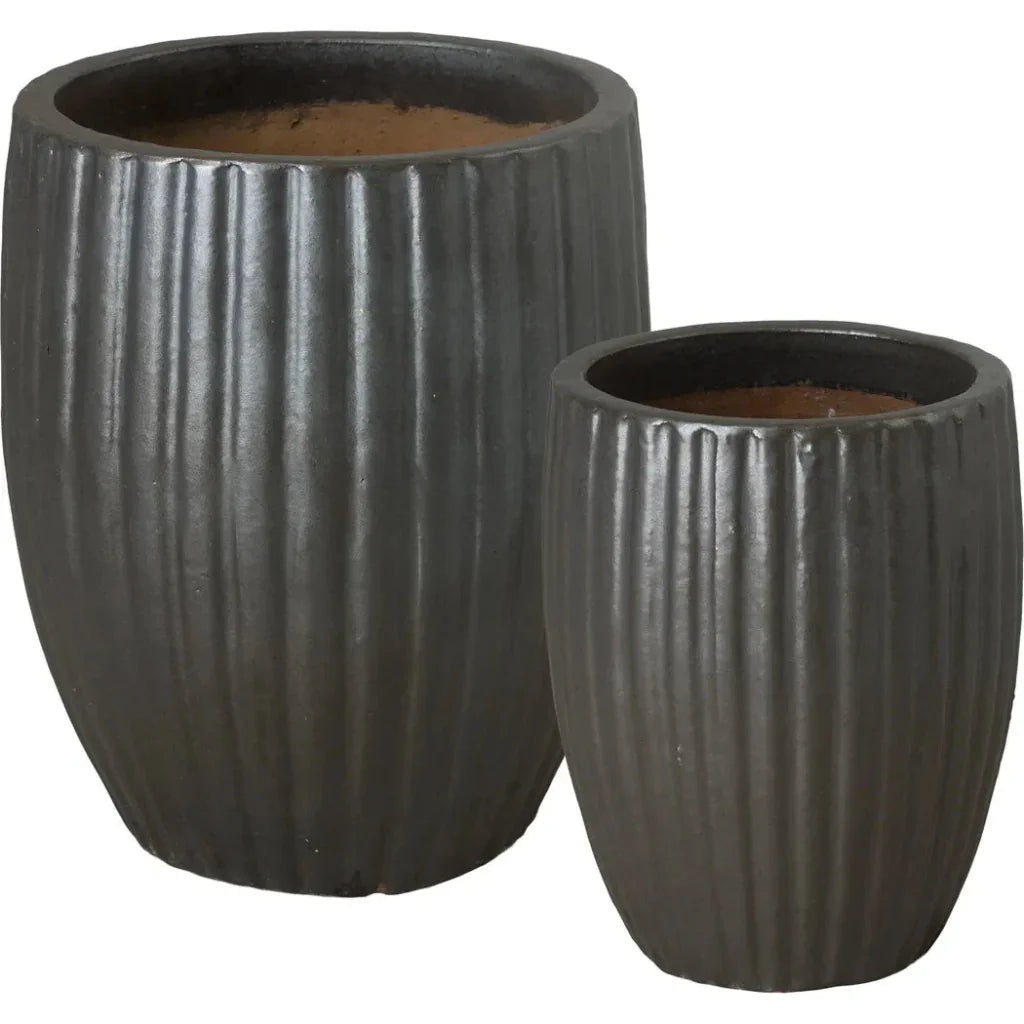 Round Ridge Ceramic Planter - LOOMLAN - Emissary - Planters