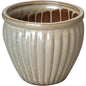 Round Ridge White Ceramic Planter - LOOMLAN - Emissary - Planters