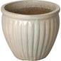 Round Ridge White Ceramic Planter - LOOMLAN - Emissary - Planters