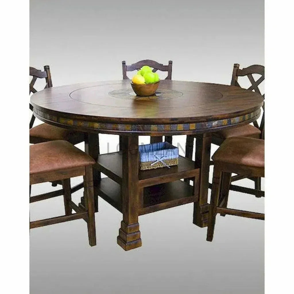 Round Table Counter Height Lazy Susan Dark - LOOMLAN - Sunny D - Counter Tables