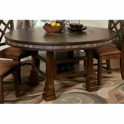 Round Table Counter Height Lazy Susan Dark - LOOMLAN - Sunny D - Counter Tables