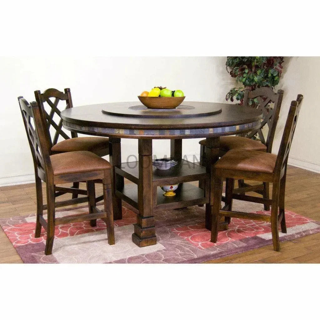 Round Table Counter Height Lazy Susan Dark - LOOMLAN - Sunny D - Counter Tables