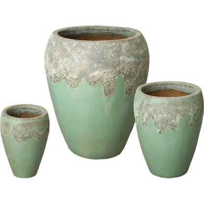Round Textured Glaze Ceramic Planter - LOOMLAN - Emissary - Planters