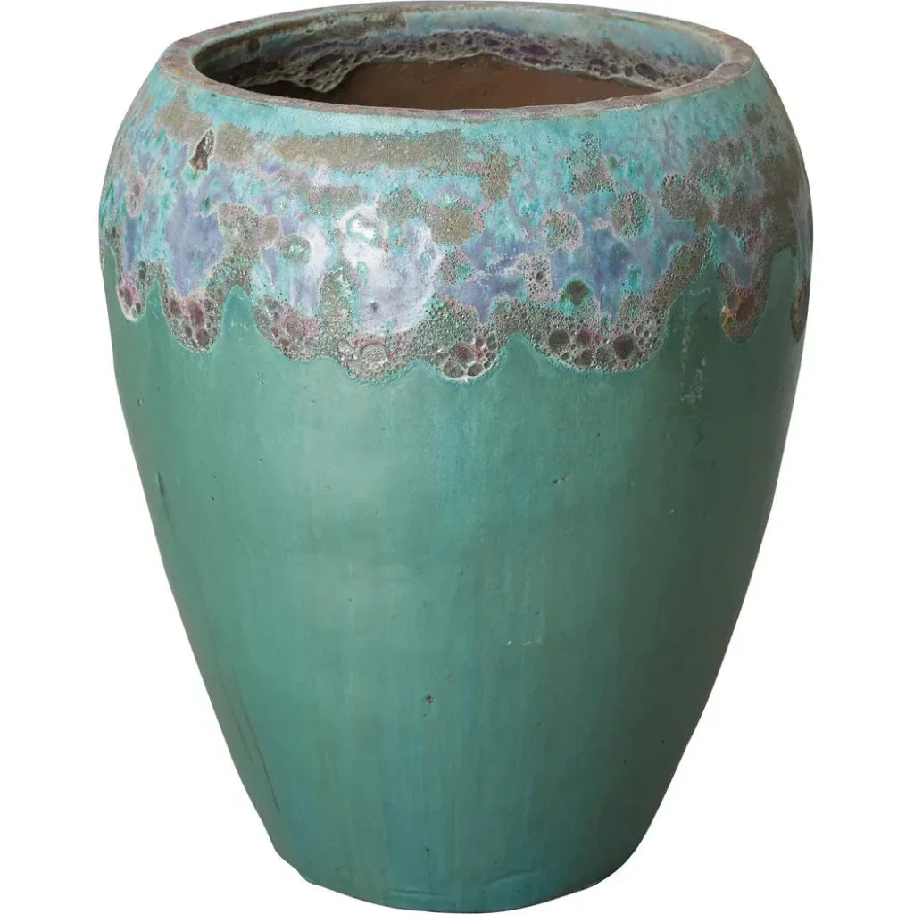 Round Textured Glaze Ceramic Planter - LOOMLAN - Emissary - Planters