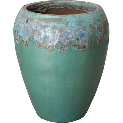 Round Textured Glaze Ceramic Planter - LOOMLAN - Emissary - Planters