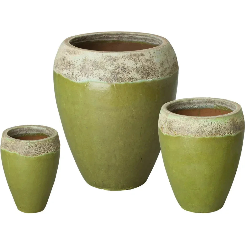 Round Textured Glaze Ceramic Planter - LOOMLAN - Emissary - Planters