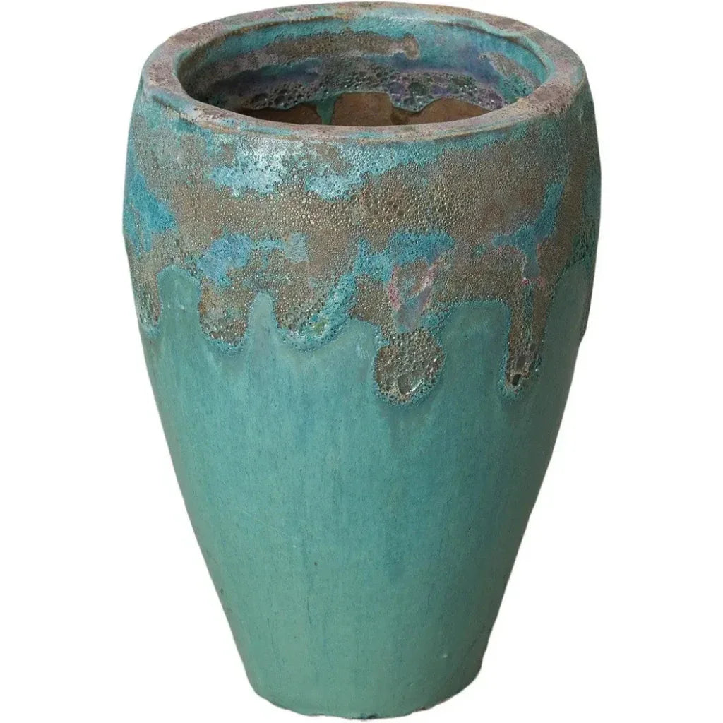 Round Textured Glaze Ceramic Planter - LOOMLAN - Emissary - Planters