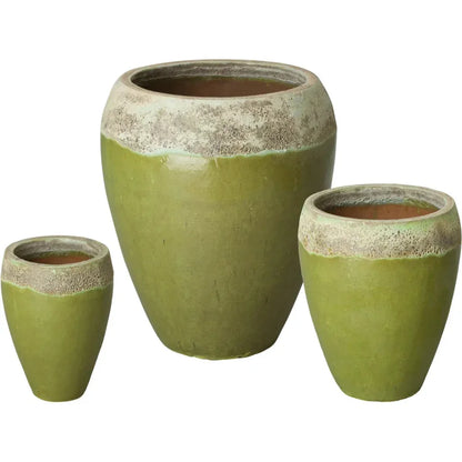 Round Textured Glaze Ceramic Planter - LOOMLAN - Emissary - Planters