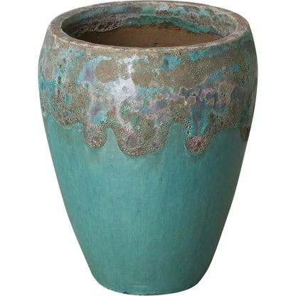 Round Textured Glaze Ceramic Planter - LOOMLAN - Emissary - Planters