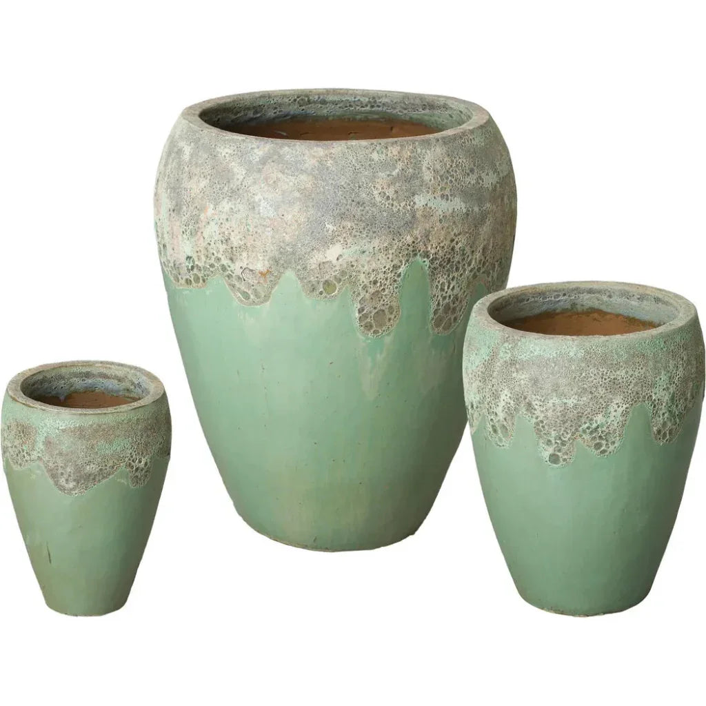 Round Textured Glaze Ceramic Planter - LOOMLAN - Emissary - Planters