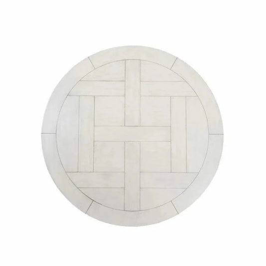 Round Wood Top Antique White Dining Table-Dining Tables-Bassett Mirror-LOOMLAN