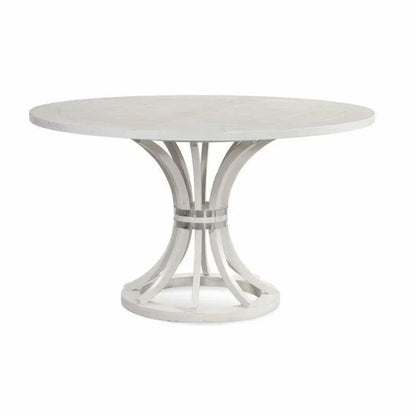 Round Wood Top Antique White Dining Table-Dining Tables-Bassett Mirror-LOOMLAN