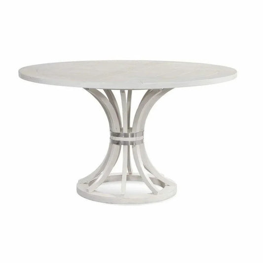 Round Wood Top Antique White Dining Table-Dining Tables-Bassett Mirror-LOOMLAN
