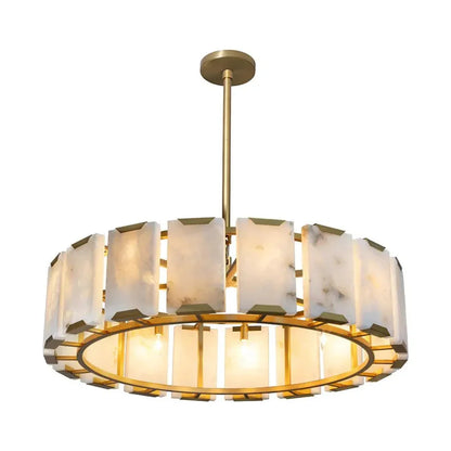 Rovira Chandelier Gold Iron & Alabaster Panels - LOOMLAN - SUNPAN - Chandeliers