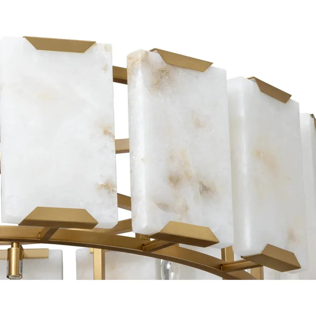 Rovira Chandelier Gold Iron & Alabaster Panels - LOOMLAN - SUNPAN - Chandeliers