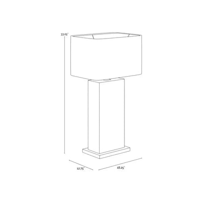 Rovira Table Lamp Alabaster Base & Linen Shade - LOOMLAN - SUNPAN - Table Lamps