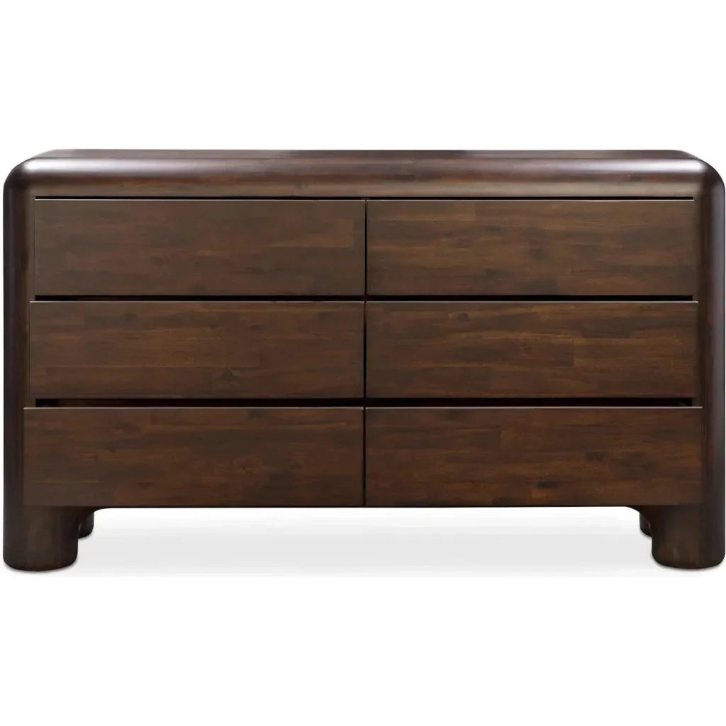 Rowan 6 Drawer Dresser Dark Brown - LOOMLAN - Moe's Home - Dressers