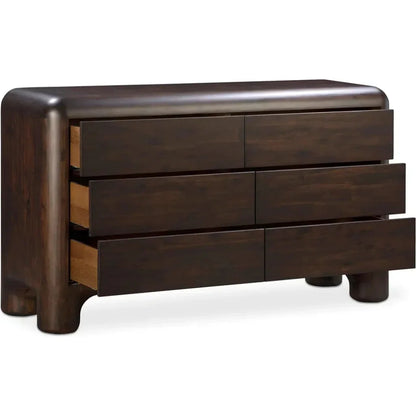 Rowan 6 Drawer Dresser Dark Brown - LOOMLAN - Moe's Home - Dressers