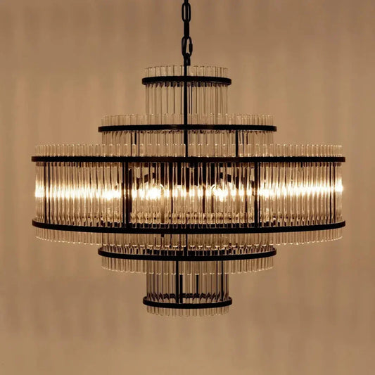Rowan Steel and Glass Chandelier - LOOMLAN - Noir - Chandeliers