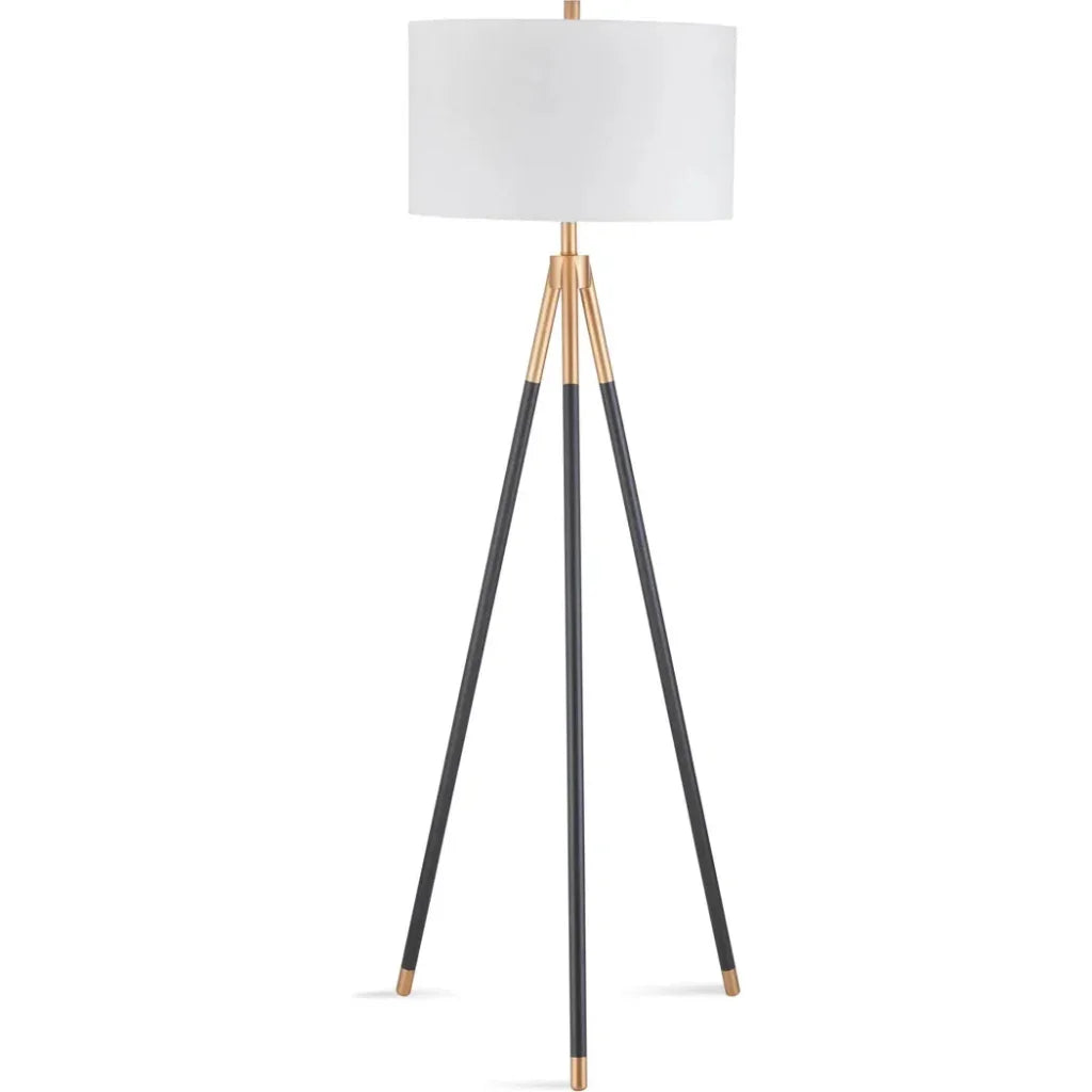 Rowe Metal Black Floor Lamp-Floor Lamps-Bassett Mirror-LOOMLAN