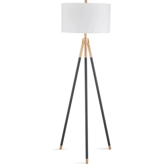 Rowe Metal Black Floor Lamp-Floor Lamps-Bassett Mirror-LOOMLAN