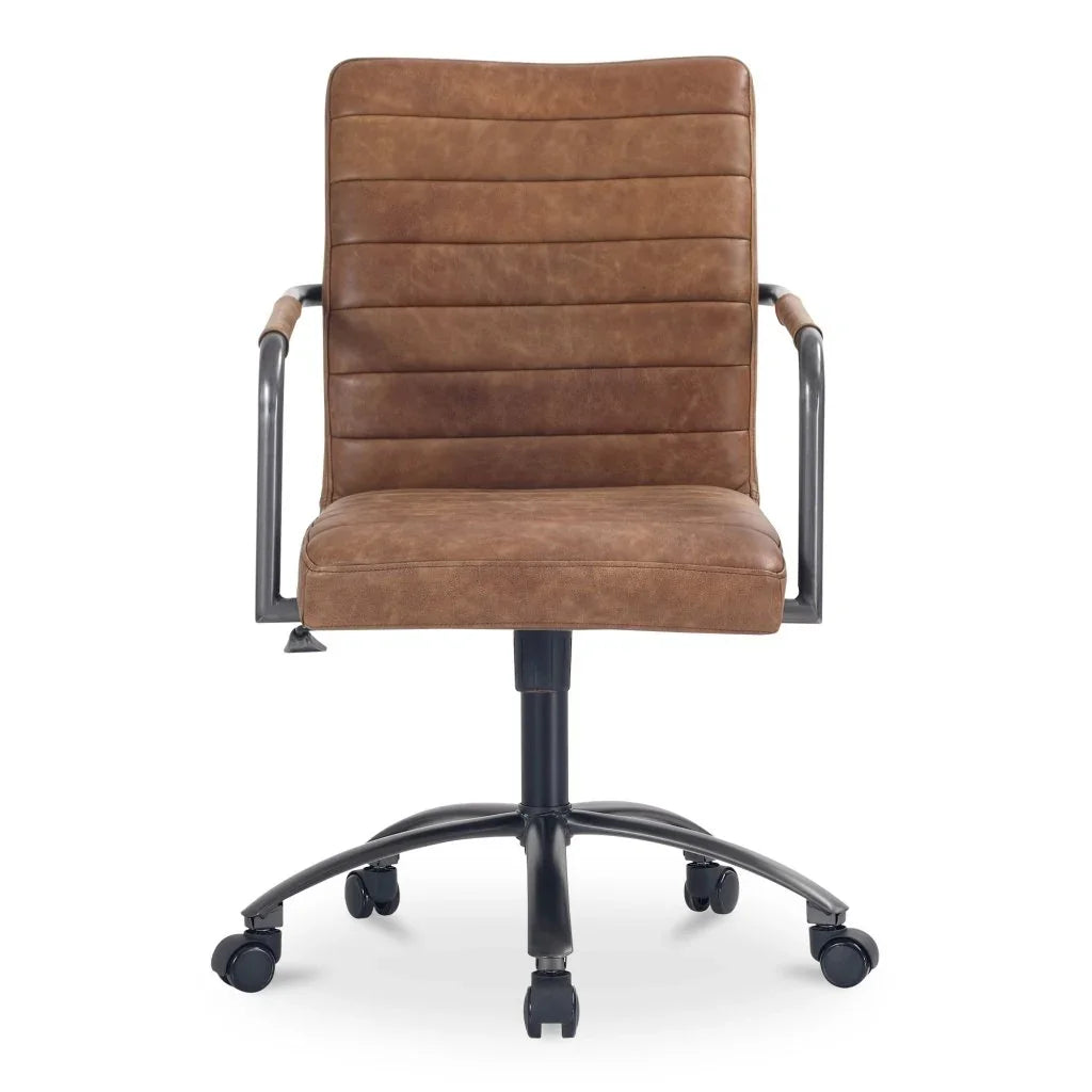 Roy Leather Swivel Office Chair-Office Chairs-Moe's Home-LOOMLAN