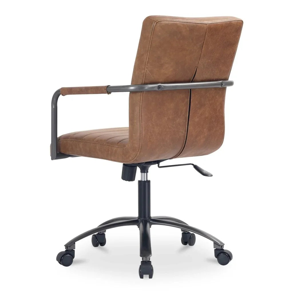 Roy Leather Swivel Office Chair-Office Chairs-Moe's Home-LOOMLAN